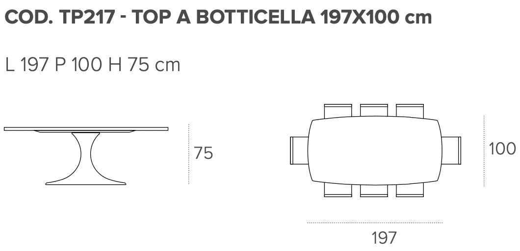 Размеры стола Target Point Calice 197X100 см, TP217